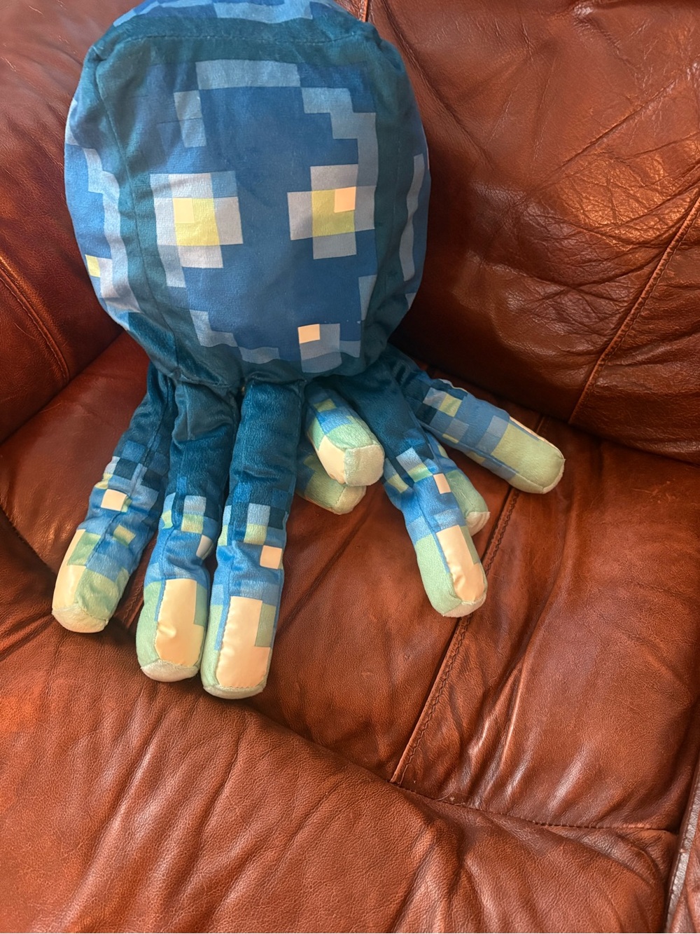 Minecraft Blue Pixel squid plush